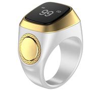 Smart Tasbih Zikr Ring, Digital Counter Ring with Large Display, 0.8 in, BT 5.1 Connectivity, Prayer Time Alerts, Metal & Plastic Build