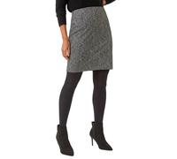 Roman Originals Short Skirt for Women UK - Ladies Textured Pull On Mini Stretch Cotton Jersey Pencil Tube Smart Summer Bodycon Knee Length A-Line Straight Work Office Formal - Charcoal Grey - Size 18