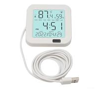 Smart Thermometer Hygrometer for Tuya Smart Home, Backlit LCD Screen, USB DC 5V Power, Real Time Monitoring, IR Wakeup Feature