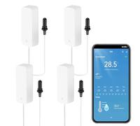 Smart Thermometer Hygrometer with Probe, WiFi Aquarium Temperature Humidity Gauge With App Remote Monitor, Indoor Refrigerator Thermometer Sensor, Data Storage&Export, Compatible With Alexa. 4PCS