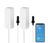 Smart Thermometer Hygrometer with Probe, WiFi Aquarium Temperature Humidity Gauge With App Remote Monitor, Indoor Refrigerator Thermometer Sensor, Data Storage&Export, Compatible With Alexa. 2PCS
