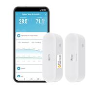 Smart Thermometer Hygrometer: Zigbee Temperauture Humidity Monitor with App Notification Alerts, Dual Power Supply, Data Storage Export, Zigbee/Homekit Hub Required, Support Homekit, Alexa (2-Pack)