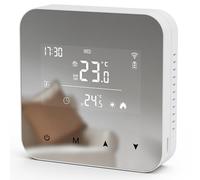 Smart Thermostat for Combi Boiler 2 Wire, Wired Wifi Thermostat Digital Programmable Heating Controller Wall, Compatible with Alexa and Google Assistant Battery Powered, Mirror Finish, Surface Mounted