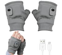 Smart Thermostatic Heated Fingerless Gloves, Rechargeable Electric Hand Warmer Gloves, Portable Heating Gloves with Digital Display & 3 Heat Levels, Winter Hand Warmer for Work Cycling Skiing (Grey)