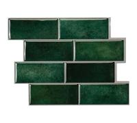 Smart Tiles Stick on splashback Tiles, Subway Emerald Green, 11.55"x8.38"
