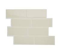 Smart Tiles Stick On Tiles Splashback - Metro Beige, Self Adhesive Wall Tiles, 5 Wall Panels 11.55x8.38 in, Heat Resistant self Adhesive Wallpaper Tile, Water Resistant Bathroom Tile, Made in Canada