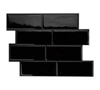 Smart Tiles Stick On Tiles Splashback - Metro Black, Self Adhesive Wall Tiles, 5 Wall Panels 27.81x24.64 cm, Heat Resistant self Adhesive Wallpaper Tile, Water Resistant Bathroom Tile, Made in Canada