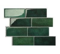 Smart Tiles Stick On Tiles Splashback - Metro Green, Self Adhesive Wall Tiles, 5 Wall Panels 11.55x8.38 in, Heat Resistant self Adhesive Wallpaper Tile, Water Resistant Bathroom Tile, Made in Canada