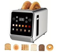 Smart Toaster 2-Slices Stainless Steel with Touch Screen, Memory Function & Digital Timer, 5 Bread Types & 6 Shade Settings, Single-Slot Toasting for Bagels & Waffles