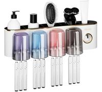 Smart Toothbrush Holder Bathroom Toothbrush Holder 2/3/4 Toothbrush Holder Wall Mounted Bathroom Toothpaste Accessories Storage Organizer Household Makeup Shelves Rack Home, for Bathrooms/419 (Color
