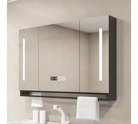 Smart Touch AntiFog Mcine Cabinet with 3 Color LED Light Clock Towel Bar & StoWallMounted Bathroom Mirror Cabinet for Modern Bathrooms