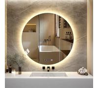 Smart Touch Control Makeup Mirror, Round Bathroom Mirror 90x90cm, Anti-Fog Wall Mirror, 3 Light Colors, Elegant 110x110cm Size for Home & Salon Use