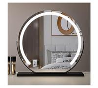Smart Touch Control Vanity Mirror 36° Rotation 3 Adjustable Brightness (White/Natural/Warm Light) - Large Makeup Mirror 52x48CM (20.5x18.9IN) Black