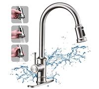Smart Touch Kitchen Faucet, Pull Out Black Sensor Tap, 360° Swivel, Dual Outlet Mixer, Matte Black & Gold/Nickel, Modern Design for Home & Kitchen