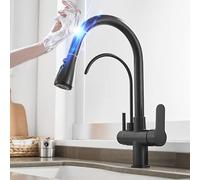 Smart Touch Kitchen Faucet with Pull Down Sprayer Solid Brass 3 in 1 Water Filter Mixer Tap Sensitive Sensor Control Hot & Cold Water Modern Sink Accessory