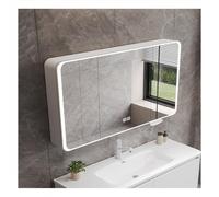 Smart Touch LED Bathroom Mirror Cabinet Anti-Fog Design Large Storage Capacity Multi-Scenario Use 90cm (35.4in) White Spiegelschrank with Lighting