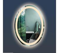 Smart Touch LED Bathroom Mirror - Oval Backlit Vanity Mirror with Time & Temperature Display, 3 Color Options, Multifunctional Wall Mirror 50x70cm