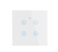 Smart Touch Light Switch, White Waterproof Switch with LED Backlight, WiFi 2.4GHz Touch Switch, Smart Life/Tuya Remote Control, Works with Alexa, Google Home, 4 Gang