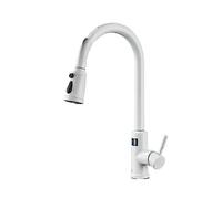 Smart Touch Sensor Kitchen Faucet, 360° Rotate Deck Mounted Mixer Tap, Hot & Cold Water, Easy Install, Modern White h, Perfect for Kitchens & Sin