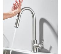 Smart Touch Sensor Kitchen Faucet - 360° Rotating Pull-Out Mixer Tap Brushed Nickel Sensitive Touch Control for Easy Use Modern Design for Home & Commercial Kitchens