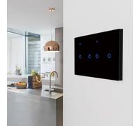 Smart Touch Switch for Home Automation with Voice and For Tuya App Remote Control Compatible 220V 10A Neutral and Live Wire for Lights and Appliances (5 Gang-Black)