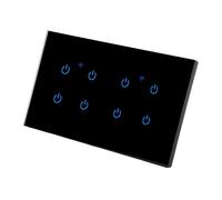 Smart Touch Switch for Home Automation with Voice and For Tuya App Remote Control Compatible 220V 10A Neutral and Live Wire for Lights and Appliances (8 Gang-Black)