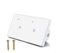Smart Touch Switch, WiFi 2-Way Voice Control for Tuya App 220V, Tempered Glass Panel European Standard Double Control Model 146(2 Gang 2Way)