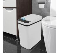 Smart Touchless Bathroom Trash Can 12L Infrared Motion Sensor Garbage Bin with Lid Electric Waterproof Narrow Rubbish Can for Office Kitchen Bathroom Toilet