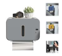 Smart Touchless Toilet Paper Dispenser, Wall-Mounted Automatic Sensor Tissue Box, USB Charging Induction Paper Holder, Smart Paper Towel Dispenser for Kitchen Bathroom(Gray) (Gray)