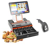 Smart Touchscreen Cash Register with LCD Display Scanner Gun & Cash BoxPerfect for Retail & RestaurantsDigital Monitor for Efficient Business Transactions White