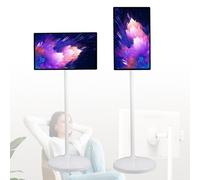 Smart Touchscreen Monitor with Android 12, Portable TV Stand on Wheels, Swivel Rotation for Mobile Entertainment and Office Use