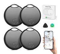 Smart Tracker Tag Bluetooth Item Finder Compatible with Apple Find My APP (iOS Only), Key Finder Locator for Keys/Luggage/Bags/Wallets, Replaceable Battery, IP67 Waterproof, 4 Pack, Black