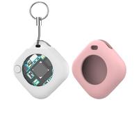 Smart Tracker Tag Key Finder Compatible with A-pple Find My App Pet Kids Luggage Key Finder Tracking Global Accurate Positioning Bluetooth Tag Tracker (White + Pink Protective Case)