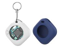 Smart Tracker Tag Key Finder Compatible with A-pple Find My App Pet Kids Luggage Key Finder Tracking Global Accurate Positioning Bluetooth Tag Tracker (White + Blue Protective Case)