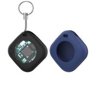 Smart Tracker Tag Key Finder Compatible with A-pple Find My App Pet Kids Luggage Key Finder Tracking Global Accurate Positioning Bluetooth Tag Tracker (Black + Blue Protective Case)