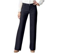 Smart Trousers for Women UK Warehouse Clearance Solid Color Spring Summer Trousers with Pockets Office Smart Suit Pants Comfortable Casual Straight Leg Pants Plain Full Length Bottoms