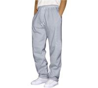 Smart Trousers Men's Baggy Jeans Elasticated Waist Track Suit Bottoms Straight Leg Sweatpants Open Cotton Joggers Cotton Traders Gray