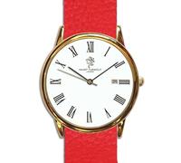 Smart Turnout Chamberlain Watch, Imperial Red Embossed Leather NATO Watch Strap