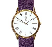 Smart Turnout Chamberlain Watch, Purple Embossed Leather NATO Watch Strap