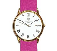 Smart Turnout Chamberlain Watch, Royal Pink Embossed Leather NATO Watch Strap