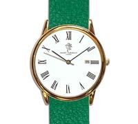Smart Turnout Chamberlain Watch, Shamrock Green Embossed Leather NATO Watch Strap