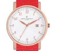 Smart Turnout Savant Watch White (Rose Gold), Imperial Red Embossed Leather NATO Watch Strap