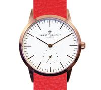 Smart Turnout Signature Watch White (Rose Gold), Imperial Red Embossed Leather NATO Watch Strap