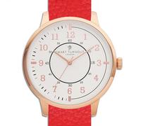 Smart Turnout Varsity Watch White (Rose Gold), Imperial Red Embossed Leather Watch Strap