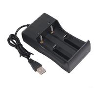 Smart USB Battery Charger for 3 7V Lithium Batteries For 14500 18500 26650 with Retractable Spring, Automatic Stop, and Short Circuit Safety Features (Dual slots)