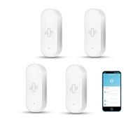 Smart Vibration Sensor: Wireless Glass Break Detector, WiFi Door Sensor with App alerts, Adjustable Sensitivity, Security Sensor for Alarm System and Home Automation(4-Pack)