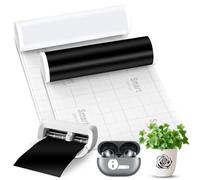 Smart Vinyl Permanent for Cri Cut Joy Xtra, Smart Adhesive Vinyl Permanent, 24 x 200 cm Plotter Film, Self-Adhesive Vinyl Film, Vinyl Plotter Film for DIY Cups, Craft Decoration (White + Black)