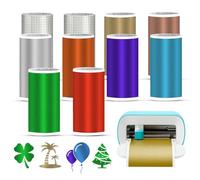 Smart Vinyl Permanent for Cricut Joy, Matte Metallic Smart Adhesive Vinyl Permanent, 14 x 30.5 cm, Removable Adhesive Vinyls, Self-Adhesive, 8 Pieces with 2 Transfer Film Set