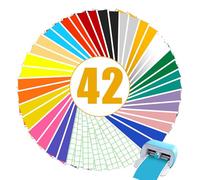 Smart Vinyl Permanent for Cricut Joy, Smart Adhesive Vinyl Permanent 42 Pieces Vinyl Film Plotter, 14 x 30.5 cm, 36 Plotter Film Self-Adhesive with 6 Transfer Film Plotter Set, Vinyl Permanent