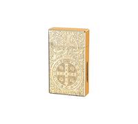 Smart voice-activated classic flip-top kerosene lighter, hand-carved, 4 ignition modes, visible transparent oil tank, for men(Gold)